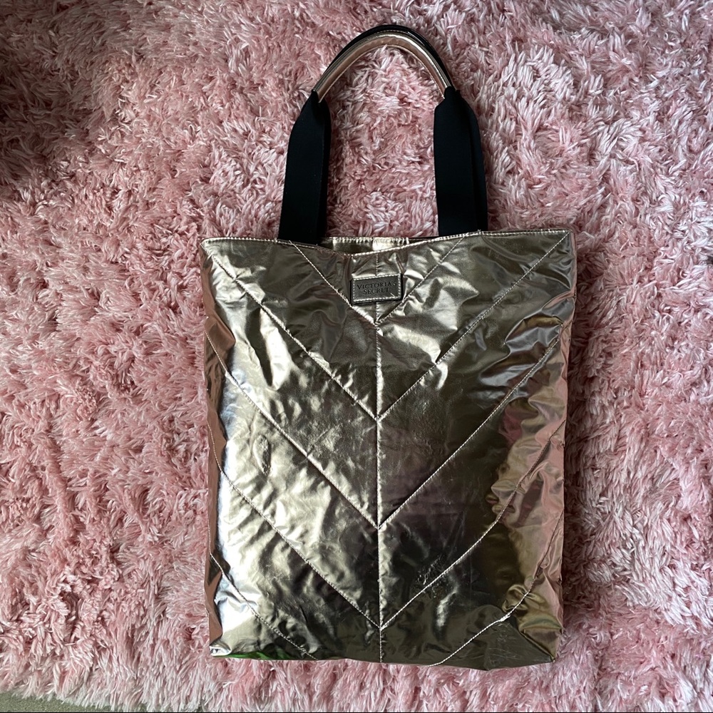 Victoria Secret Rose Gold Puffer Tote Bag
